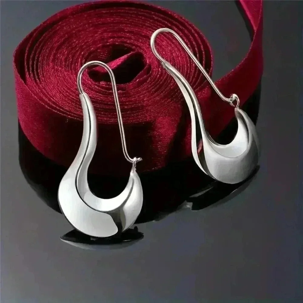 Vintage Geometric Silvery Hoop Earrings
